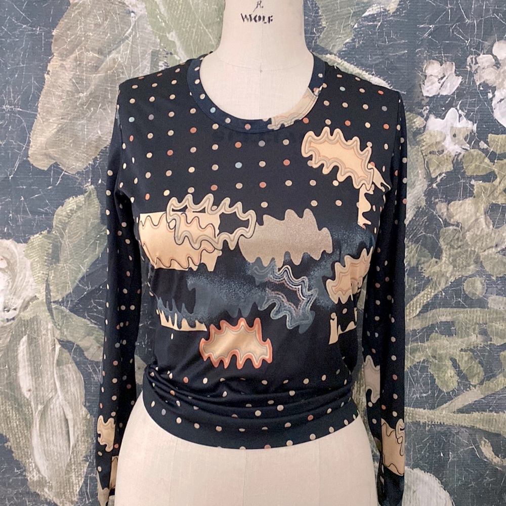Vintage Limerix mesh long sleeve top abstract 12 small - Picture 1 of 7